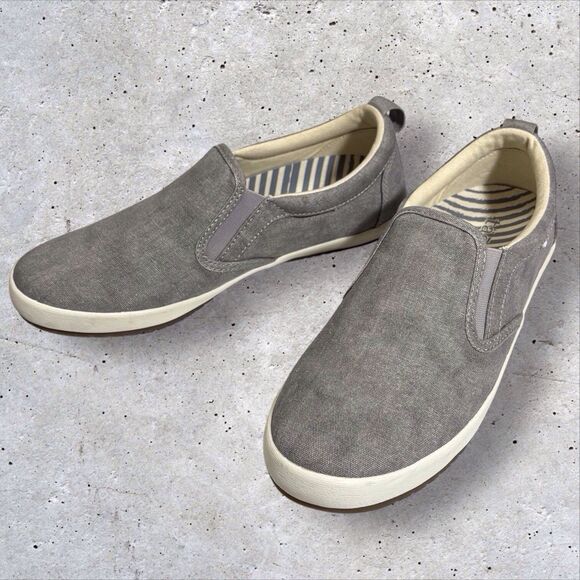 Taos Dandy Canvas Sneakers Womens 7.5 Gray Slip On Comfy Casual Flats 13455 - Picture 1 of 10